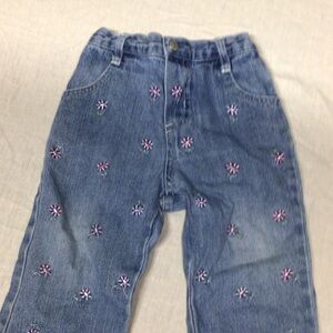 Koala Kids Blue Jeans with Pink Floral Embroidery